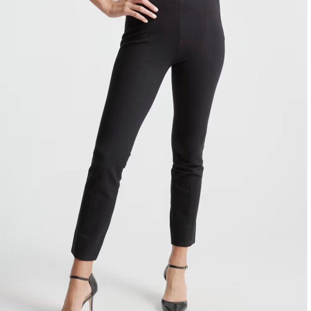 QUINCE Ultra-Stretch Ponte Pintuck Ankle Pants Black Medium